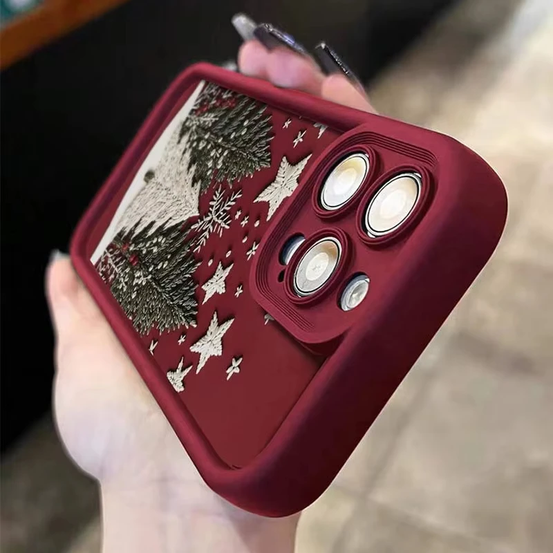 الشتاء شجرة عيد الميلاد نمط جراب هاتف آيفون 17 الهواء 16e 16 برو ماكس 15 14 زائد 13 12 11 برو للصدمات سيليكون الغطاء الخلفي #6