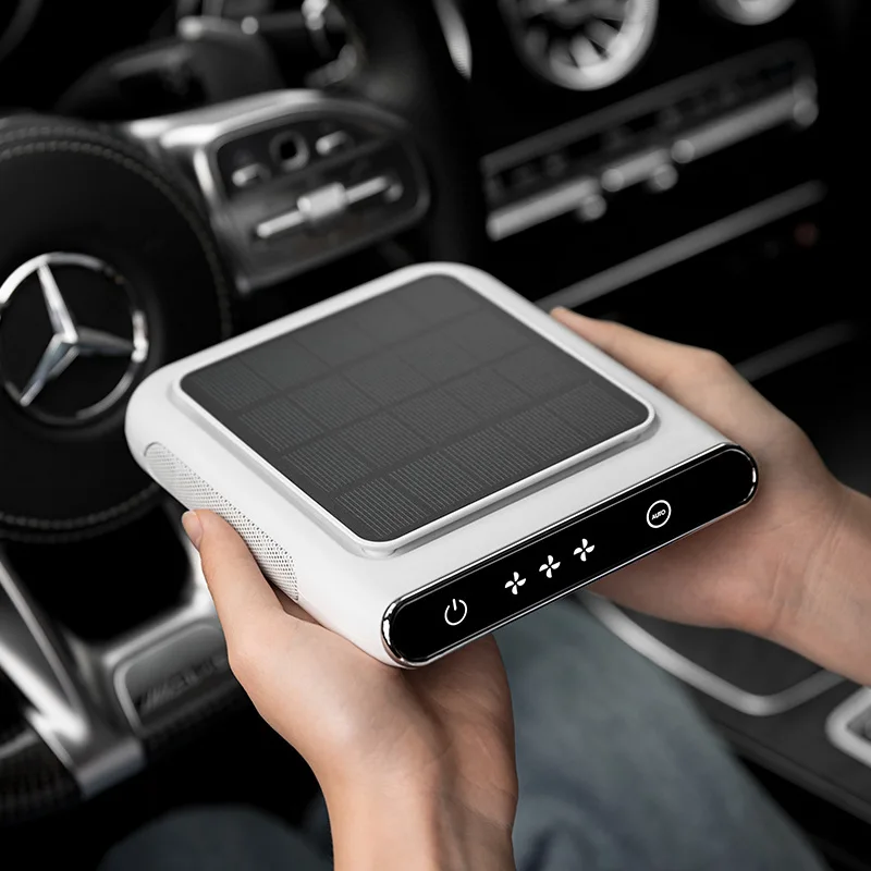 New ultra-thin solar car air purifier USB negative ion start-stop smart car purification and deodorization