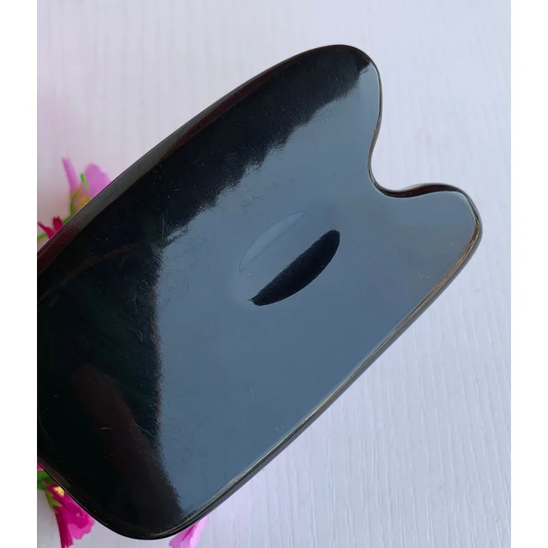 Buffalo Horn Scrapping Plate Horn Black Thumb Slot Scrapping Plate Black Buffalo Horn Square Piece Horn Comb Factory Wholesale