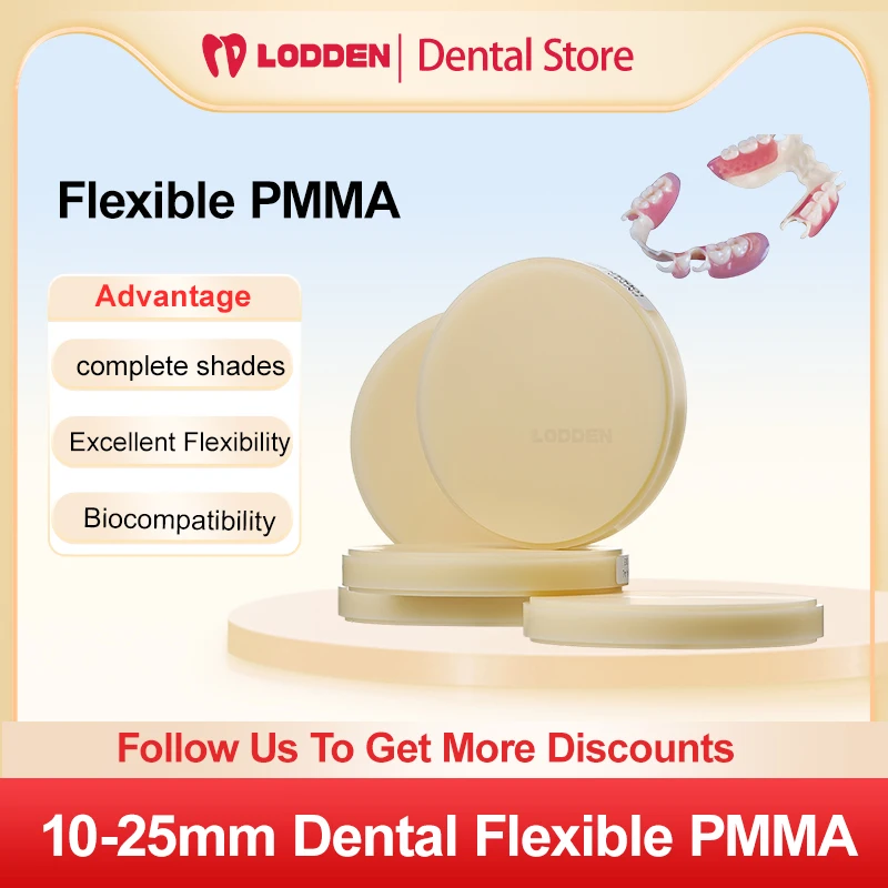 

Lodden Dental Flexible PMMA Elastic Resin For 98mm CADCAM Dental Lab Resin Temporary Crown Bridge Denture Materials