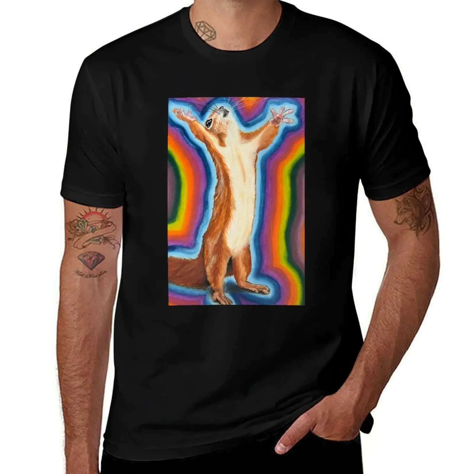 Praising Squirrel T-Shirt Casual Loose Fit Summer Tee Shirt