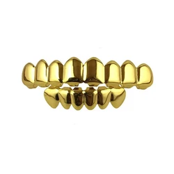 RACHELZ Hip Hop 8/6 Teeth Grillz Gold Silver Black Color Tooth Caps Top Bottom Braces For Women Men Halloween Jewelry