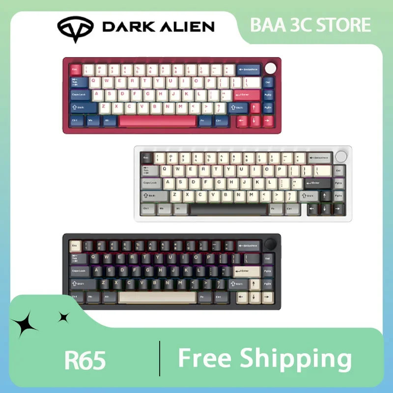 

DARK ALIEN R65 Mechanical Keyboard Aluminum Cnc Three Mode Wireless Bluetooth Customized RGB Backlit Hot Swap Gaming Keyboard