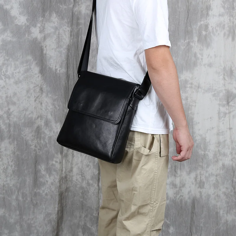 New Genuine Leather Men's Shoulder Bag First Layer Leather Vertical Crossbody Bag Casual Versatile Backpack