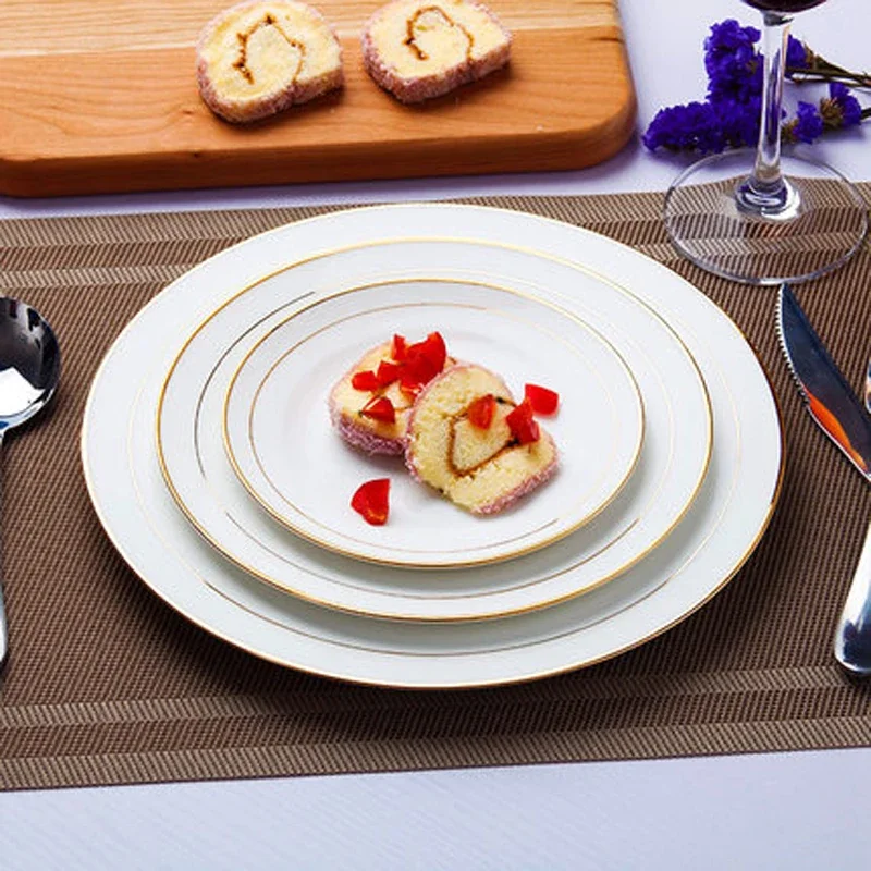 White Porcelain Dinner Plate Light luxury Food Disk Safety and health Ceramic Tableware Western Restaurant Desserts Salad Saucer
