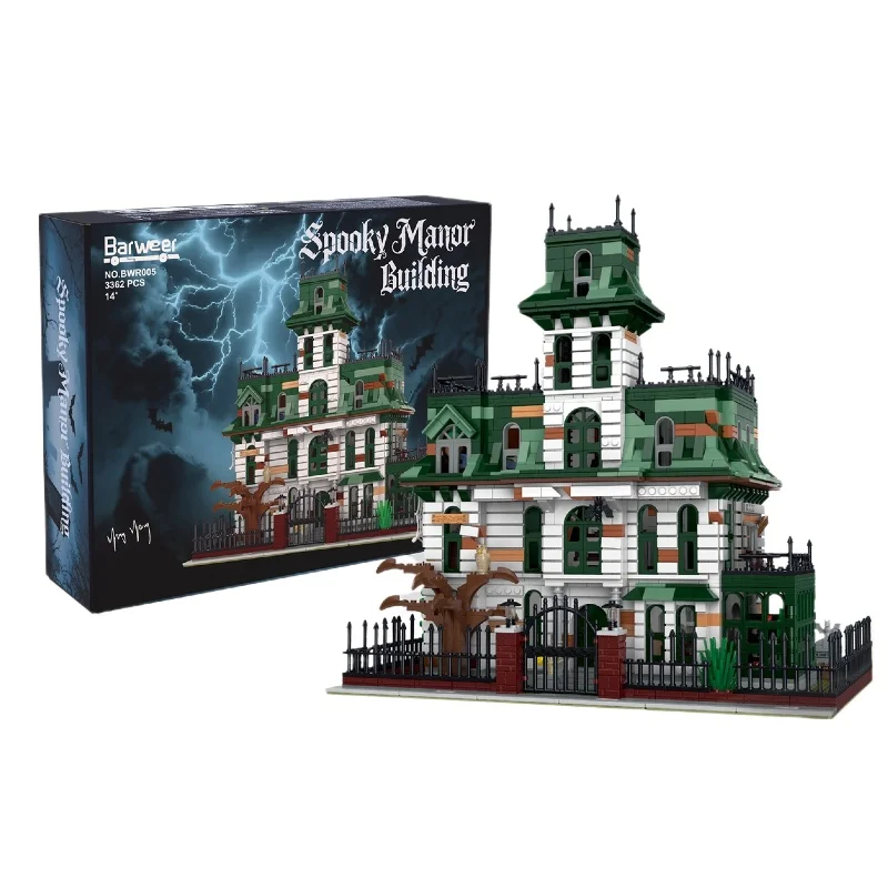 3378 pièces Blocs de construction Château de cauchemar Addams, Modèle modulaire d'architecture de manoir hanté, Jouets d'assemblage, Cadeau de Noël et d'Halloween pour adultes
