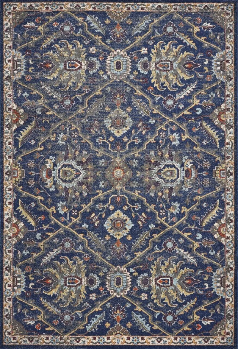 

Durable 3'x5' Area Rug Royal Blue Machine Woven Floral Traditional Indoor Carpets for Bed Room Home Living Room Decoration