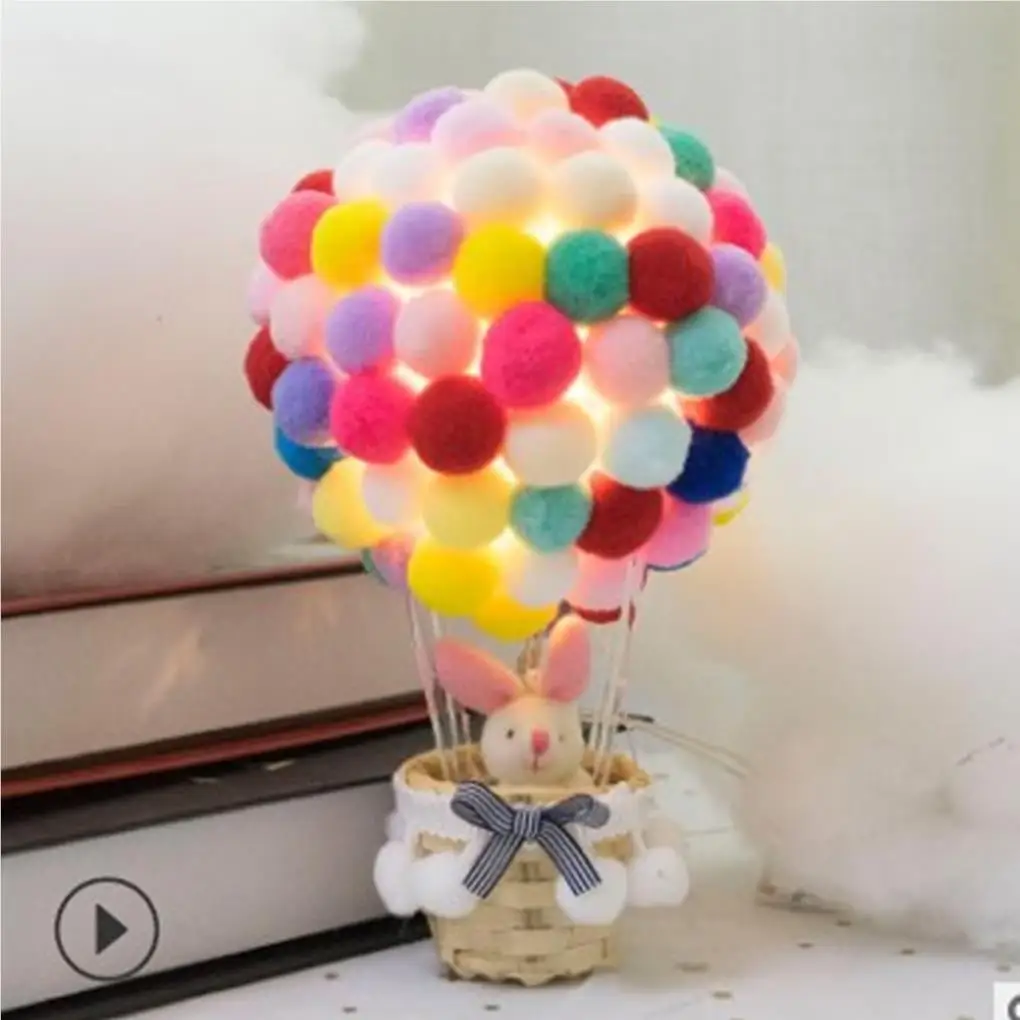 Hot Air Balloon Night Light Handmade Table Desk Lamp Decorative Light With Rattan Basket For Home Lighting Decoration