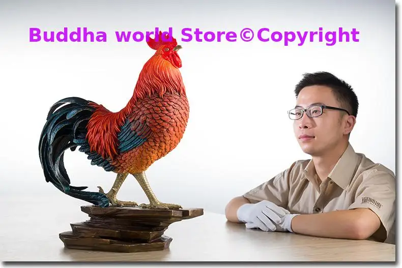 2025 large Asia HOME Company SHOP color Copper TOP Christmas art Fortune COCK DA JI DA LI GOOD LUCK Mascot FENG SHUI statue