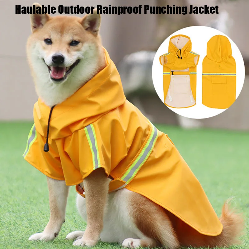 

PARKER Pet dog raincoat cape style reflective stripes pet raincoat windproof rain dog hooded raincoat rain rinse coat