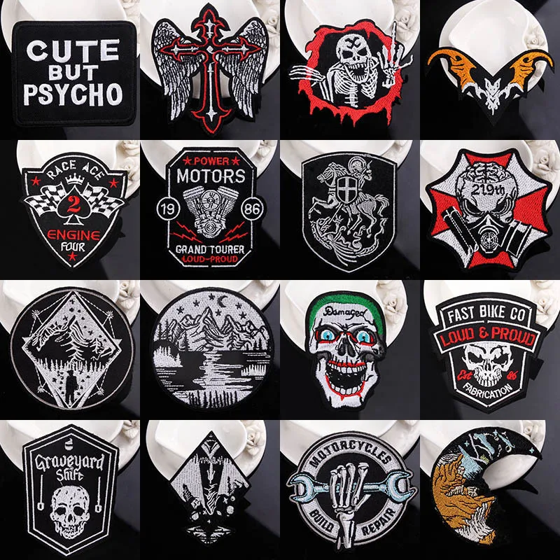 Punk Embroidered Patch Diy Clothing Patches  Repair Holes and Apply Small Decorative Ironing Badge Adhesive Ironing Patch