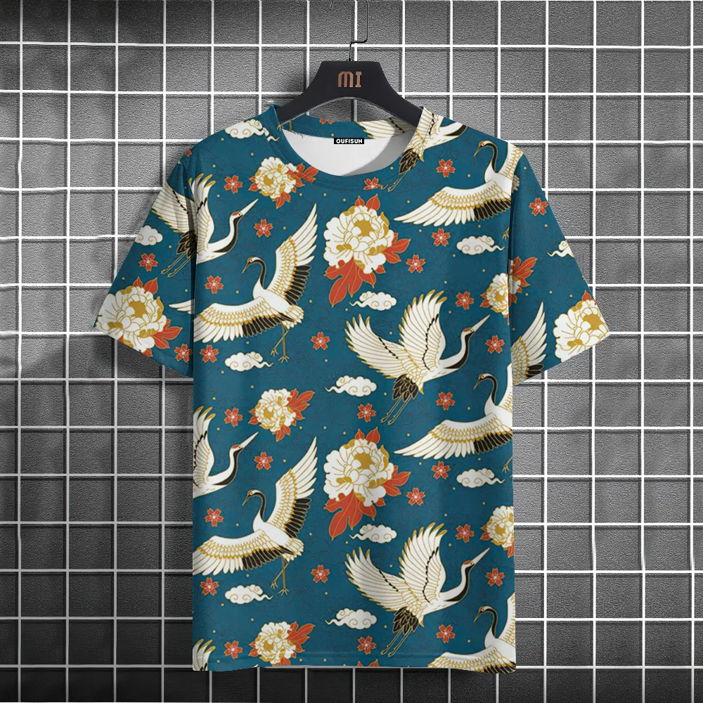 Funny 3D Fish Pattern Men's T Shirt Japan Ukiyo-e Style Short Sleeve Summer Casual O-neck Loose Tops Fashion Animal Print Tees