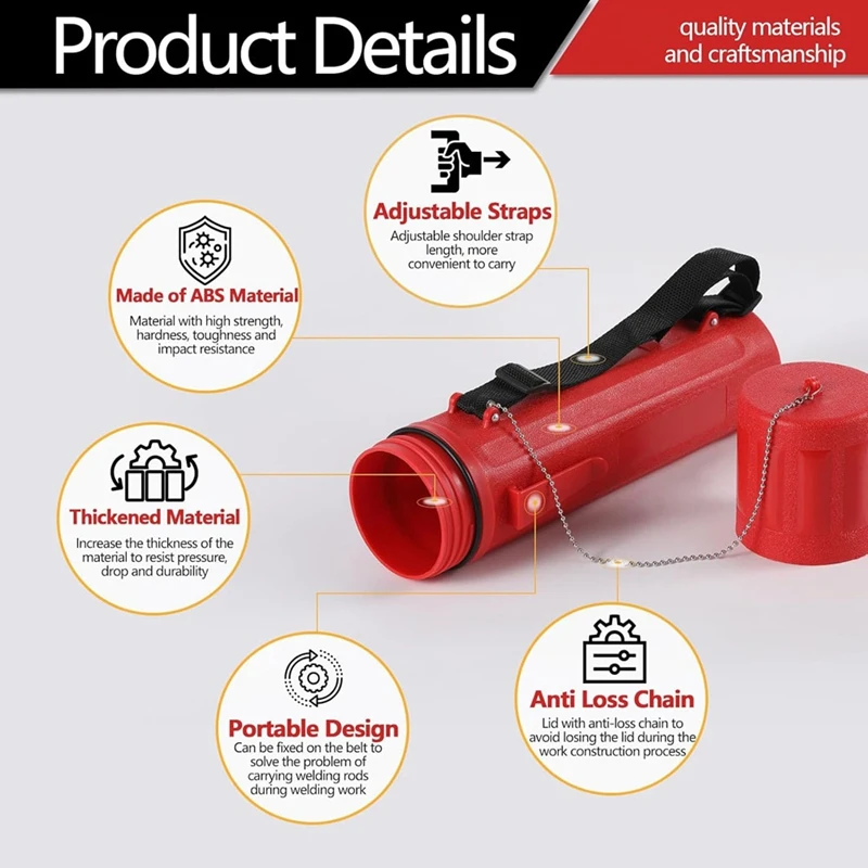 ABNO-2PCS لحام قضيب تخزين أنبوب 14 بوصة القطب تخزين الحاويات مقاوم للماء قضيب لحام حامل قضيب لحام الحاويات