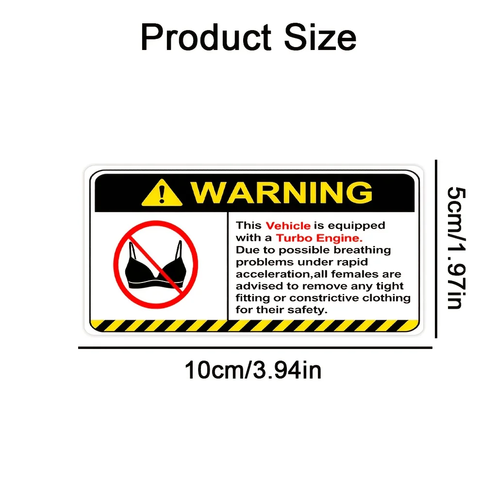 Turbo Warning Funny Warning Sign Vinyl Stickers 4PCS, Strong Adhesive Humorous Decals for Car & Motorcycle Decor