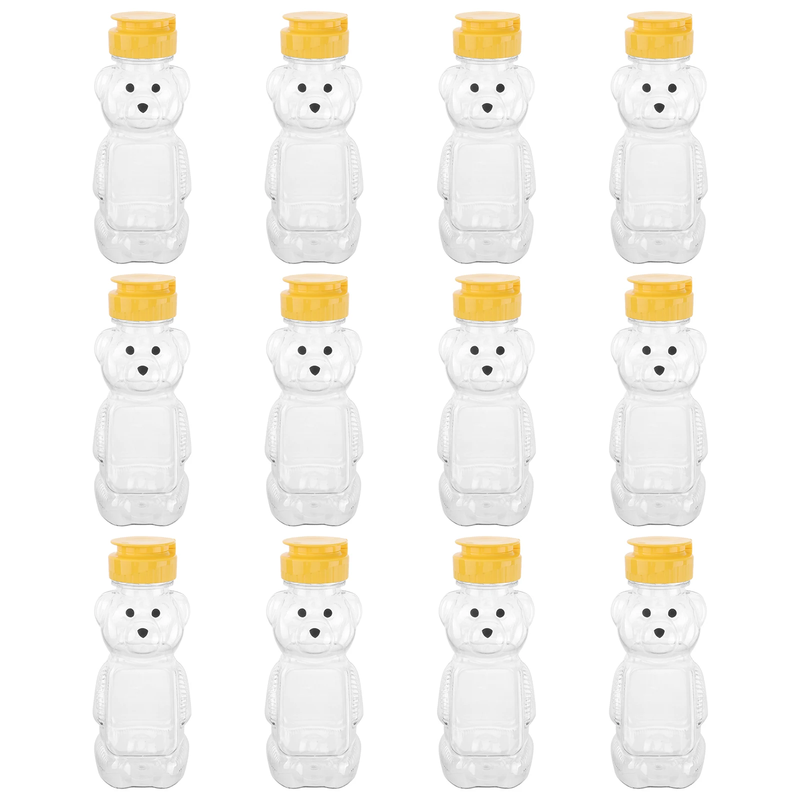 12pcs 240ml Plastic Squeeze Condiment Bottles bear honey bottle extrusion bottle Bear Shape Honey Sauce Mustard Jam Dispenser