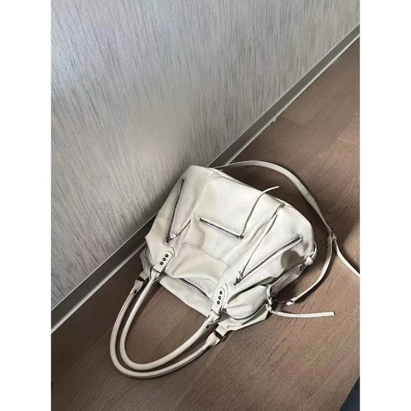 

Large Capaci American Retro Tote Bag Soft Leather Commuter Crossbody Underarm Bag Single oulder Bag Casual Handbag