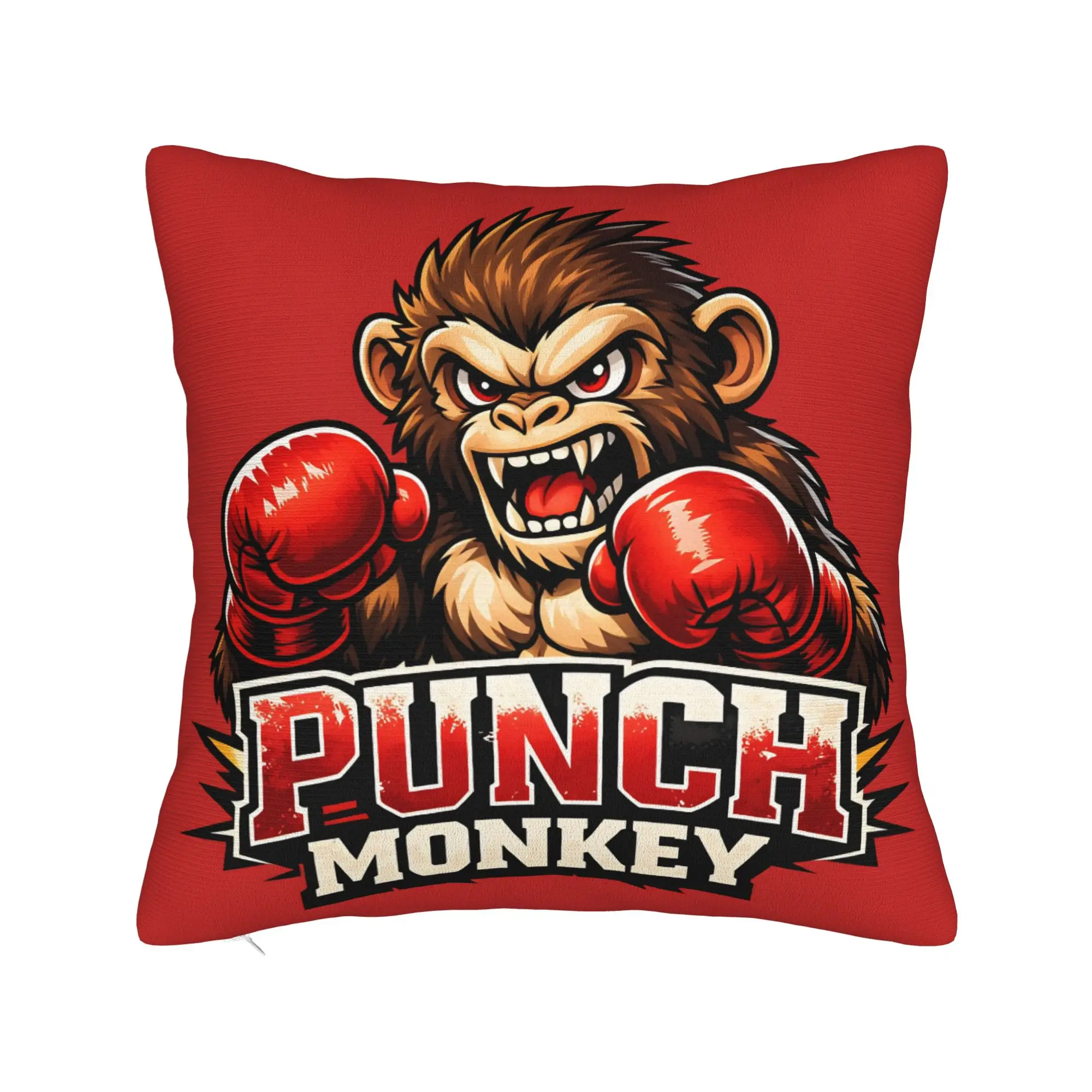 2026 Team Monkey Baby Punch Pillow Case  Soft Pillow Cover For Living Room Bed Chair Retro Trendy Cushion Cover