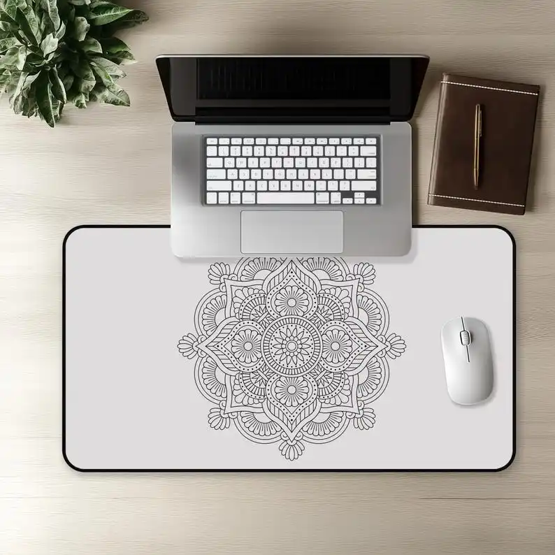 

Mandala Pattern Desk Mat, Artistic and Aesthetic Office Decoration, Gift for Minimalist Style Enthusiasts, Gaming Mouse Pad