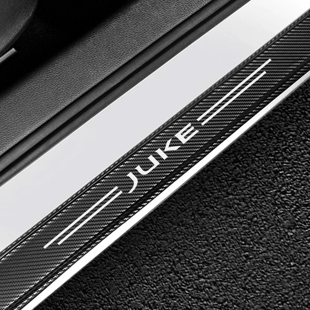 For Nissan Juke 4PCS Car Door Sills Anti Scratch Carbon Fiber Scuff Pedal Cover Stickers Auto Door Threshold Guards Accessories