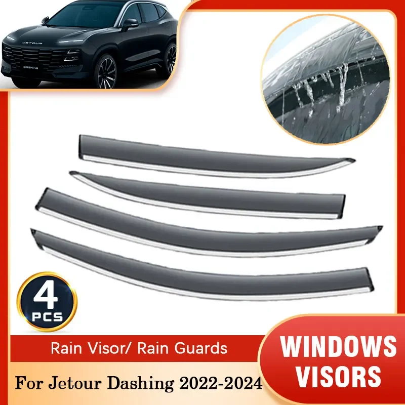 

For Chery Jetour Dashing 2022 2023 2024 Rain Window Visor Deflector Awning Cover Trim Awing Windshields Shelters Car Accessories