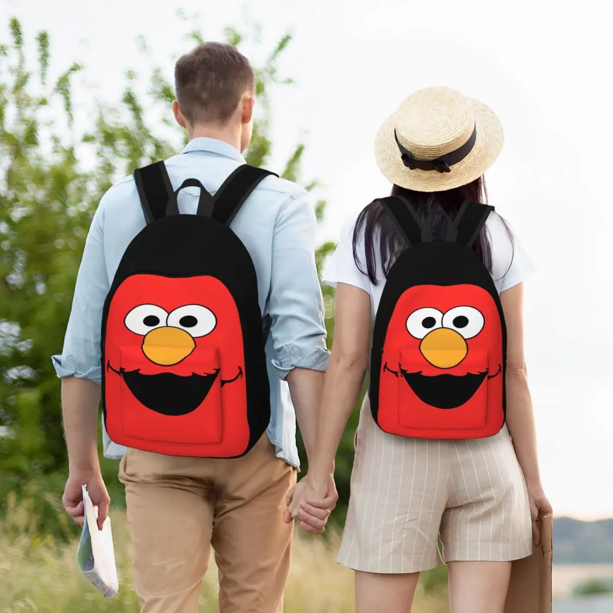 S-Sesame Street Elmo Classical Backpack Durable High School Work Cartoon Comedy Daypack for Men Women Laptop Canvas Bags