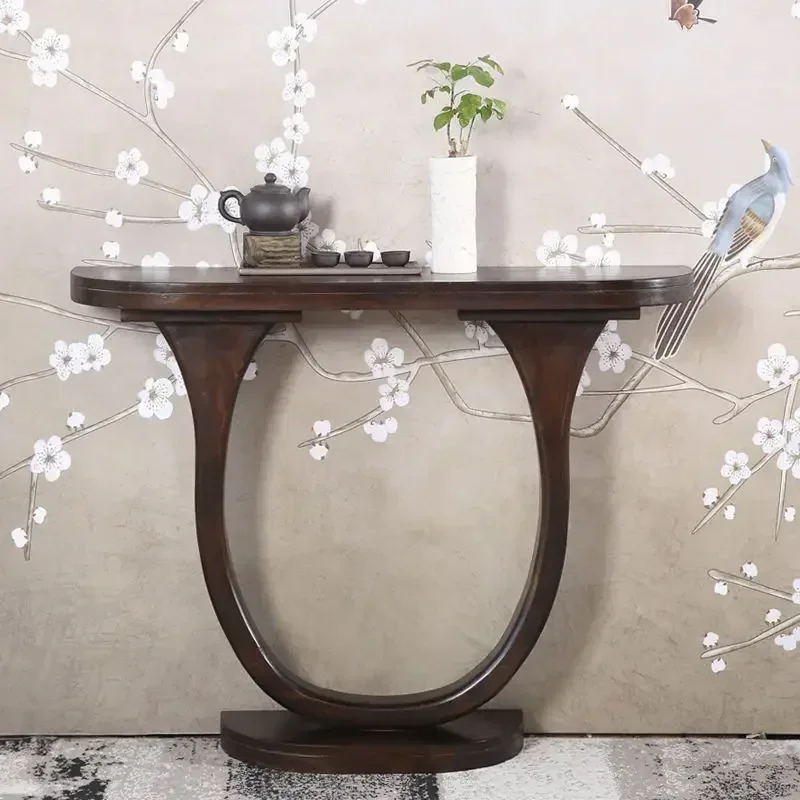 Premium Chinese style entrance table with a wall supported wooden entrance, super narrow solid wood strip table, aisle end