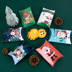 12/24pcs Christmas Pillow Shape Candy Box Merry Christmas Decoration For Home Paper Gift Packging Boxes Navidad New Year Favors