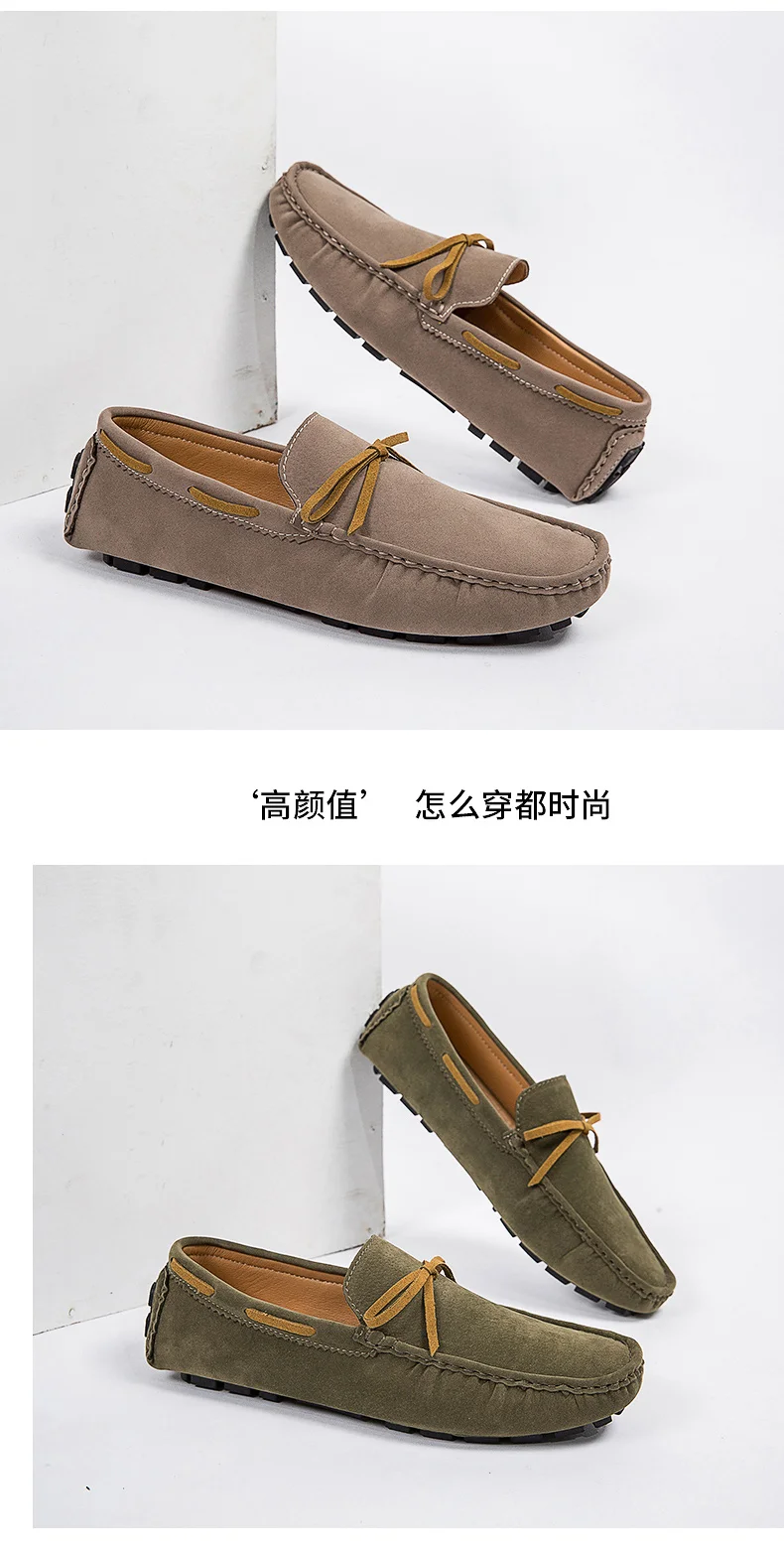 Handgefertigte Loafer in Übergröße für Paare, trendige, lässige Slipper im britischen Stil, Fahrschuhe, extra breit, Schuhe aus Wildleder. – Detail 21