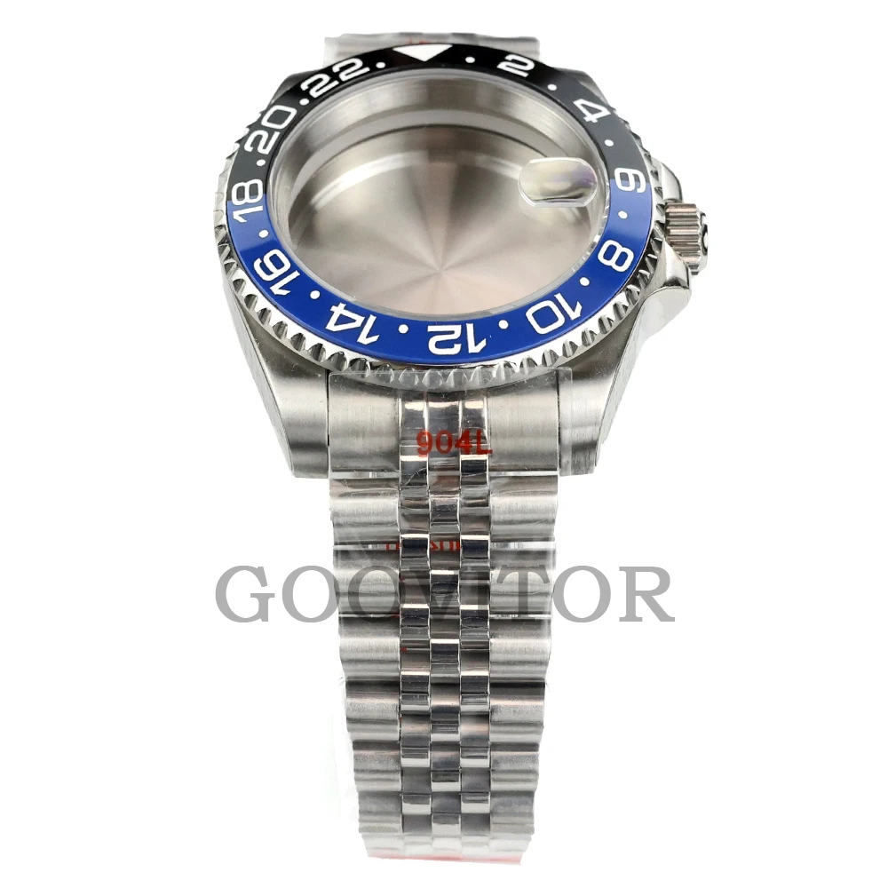 40 مللي متر حافظة تناسب GMT NH35 NH34 NH36 NH38 الحركة التلقائية الفولاذ المقاوم للصدأ اليوبيل سوار الياقوت الزجاج مقاوم للماء ساعة