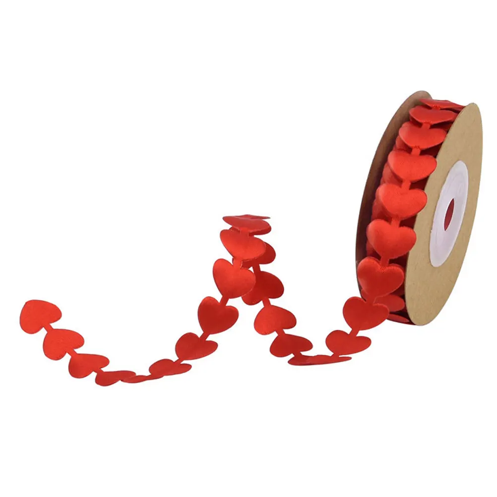 

2 Rolls 5M Embossed Heart Durable Decorative Ribbon Wedding Christmas Party Decoration Gift Wrapping Colored Bead Design Diy