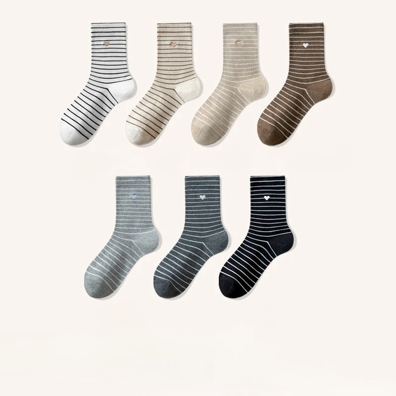 1/7 Damen Zwischensohle reine vielseitige Baumwollsocken Frühling Herbst neue Produkte einfache bequeme Freizeitsocken