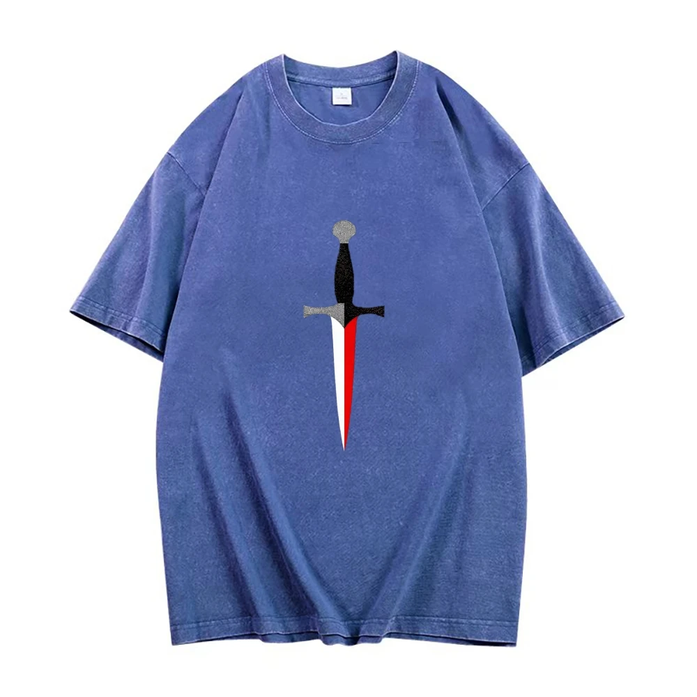 تي شيرت رجالي بنمط سيف فريد من نوعه - تي شيرت برسومات عصرية للرجال مثالي للتصفيف اليومي الرائع