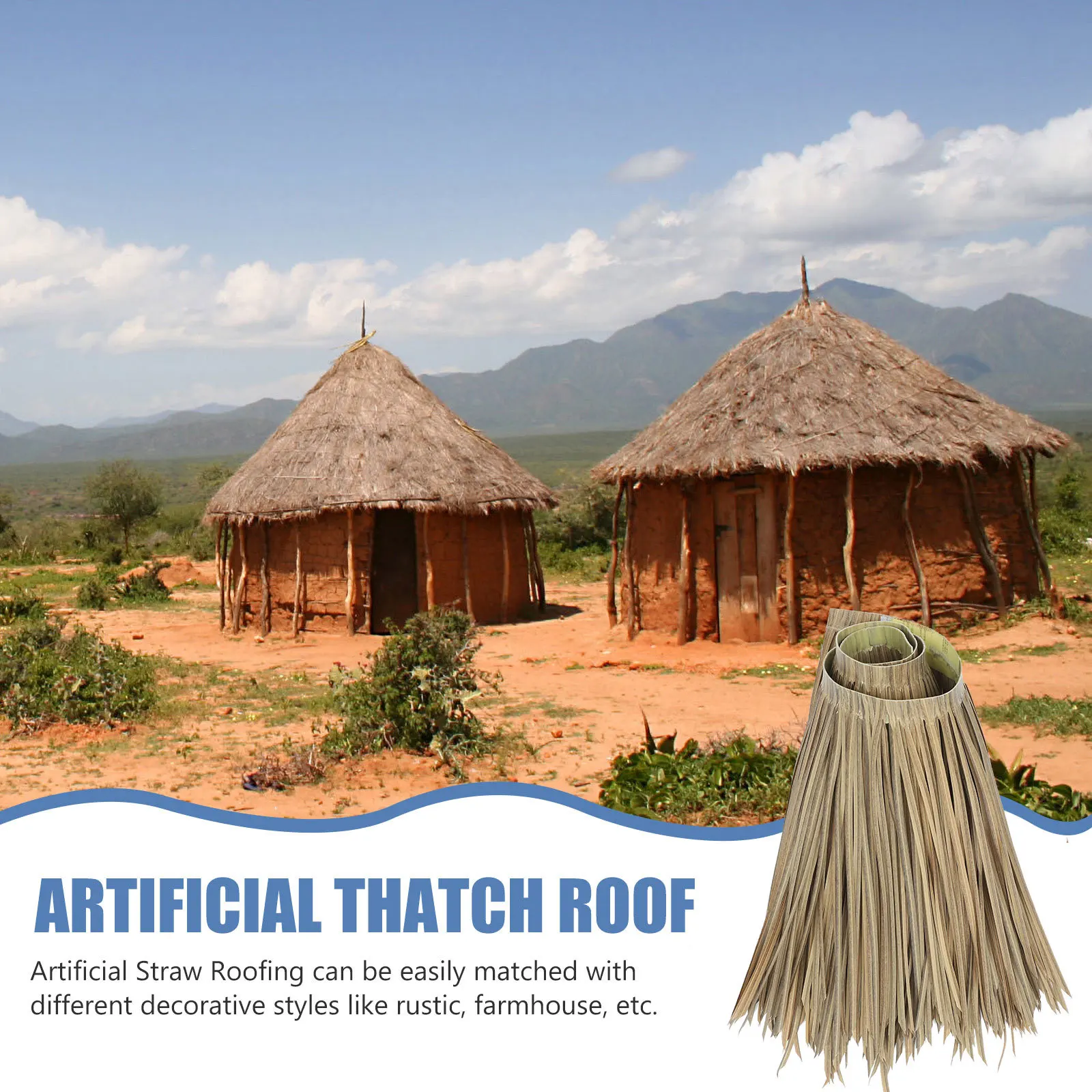 Sztuczna strawa na dach ogrodowy, imitacja trawu, dekoracja do samodzielnego montażu, wiatroodporna, odporna na słońce, deszcz i rdzę.