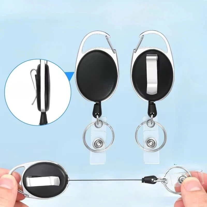1Pc Keychain Badge Reel Retractable Working Permit Clip Easy To Pull Name ID Card Holder Tag Clip Badge Reels Anti-lost Keychain