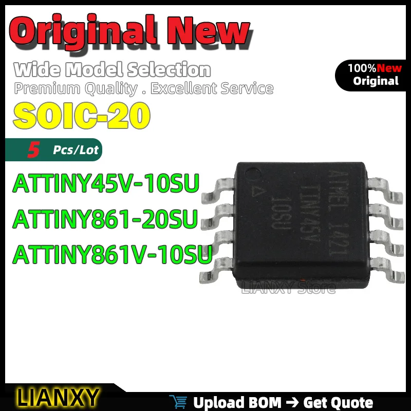 5pcs SOIC-20 ATTINY45V-10SU ATTINY861-20SU ATTINY861V-10SU Microcontroller New Original