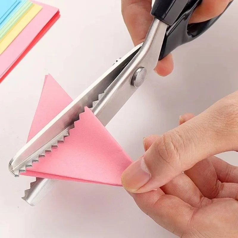 Tijeras de Pinking de acero inoxidable, dientes triangulares, tela de encaje, manualidades, confección de ropa, corte Zig Zag, tijeras de sastre, tijeras de costura