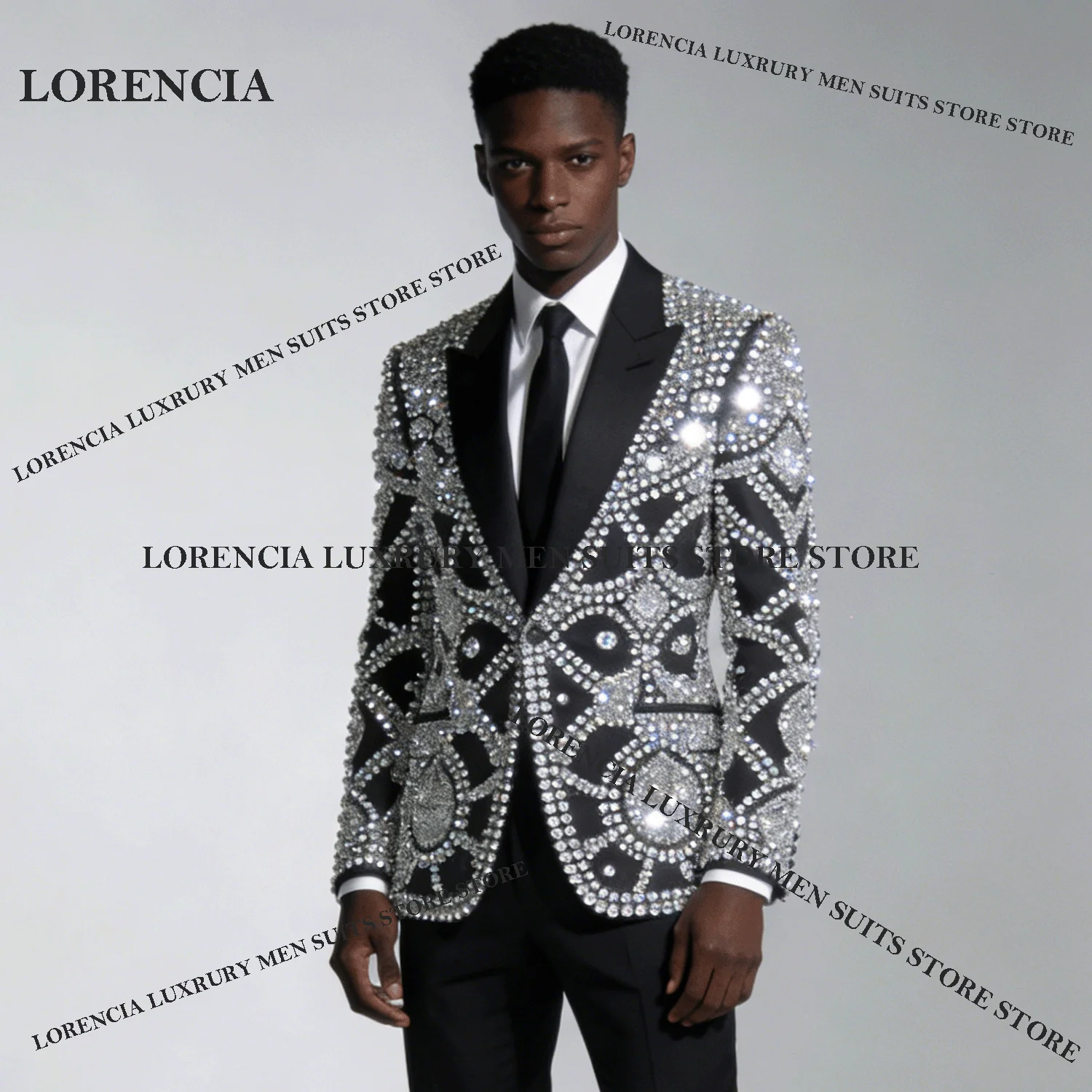 

Элегантные мужские костюмы с кристаллами и бриллиантами по индивидуальному заказу, приталенные свадебные смокинги с остроконечными лацканами, Ropa hombre, комплекты из 2 предметов, мужские пиджаки для жениха