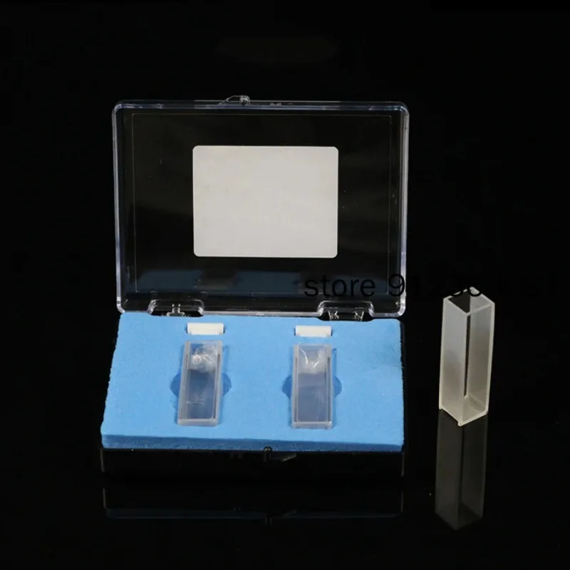 2Pcs 50mm Path Length Quartz Cuvette Cell with Lid for Spectrophotometers 12.5ml Quartz Tube