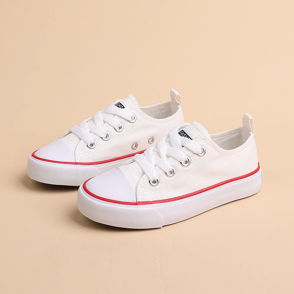 COMFY KIDS Canvas Shoes for Children Ages 1-14, Full Size Range for Boys and Girls, Low-Top Style, Soft Pink Breathable Canvas,
