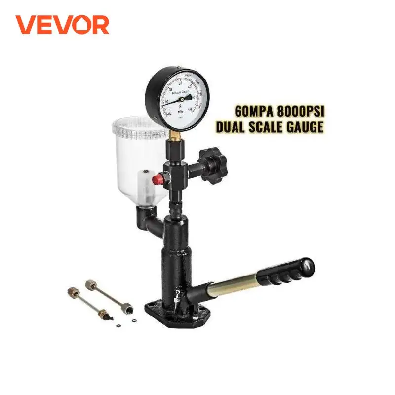 VEVOR Diesel Fuel Injector Nozzles Tester with Dual Scale Gauge Common Rail Pressure Tester Repair Tool for Automobiles Tractors