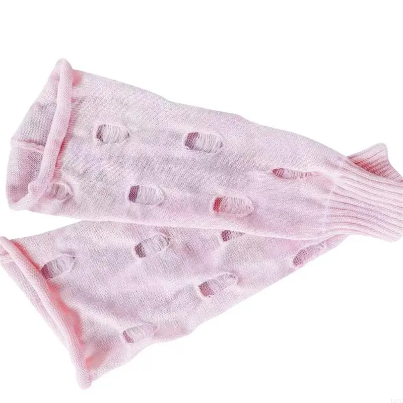 L5YC Women Knitting High Boot Long Tube Knitted Leg Sleeve Foot Cover Non Slip Warmer