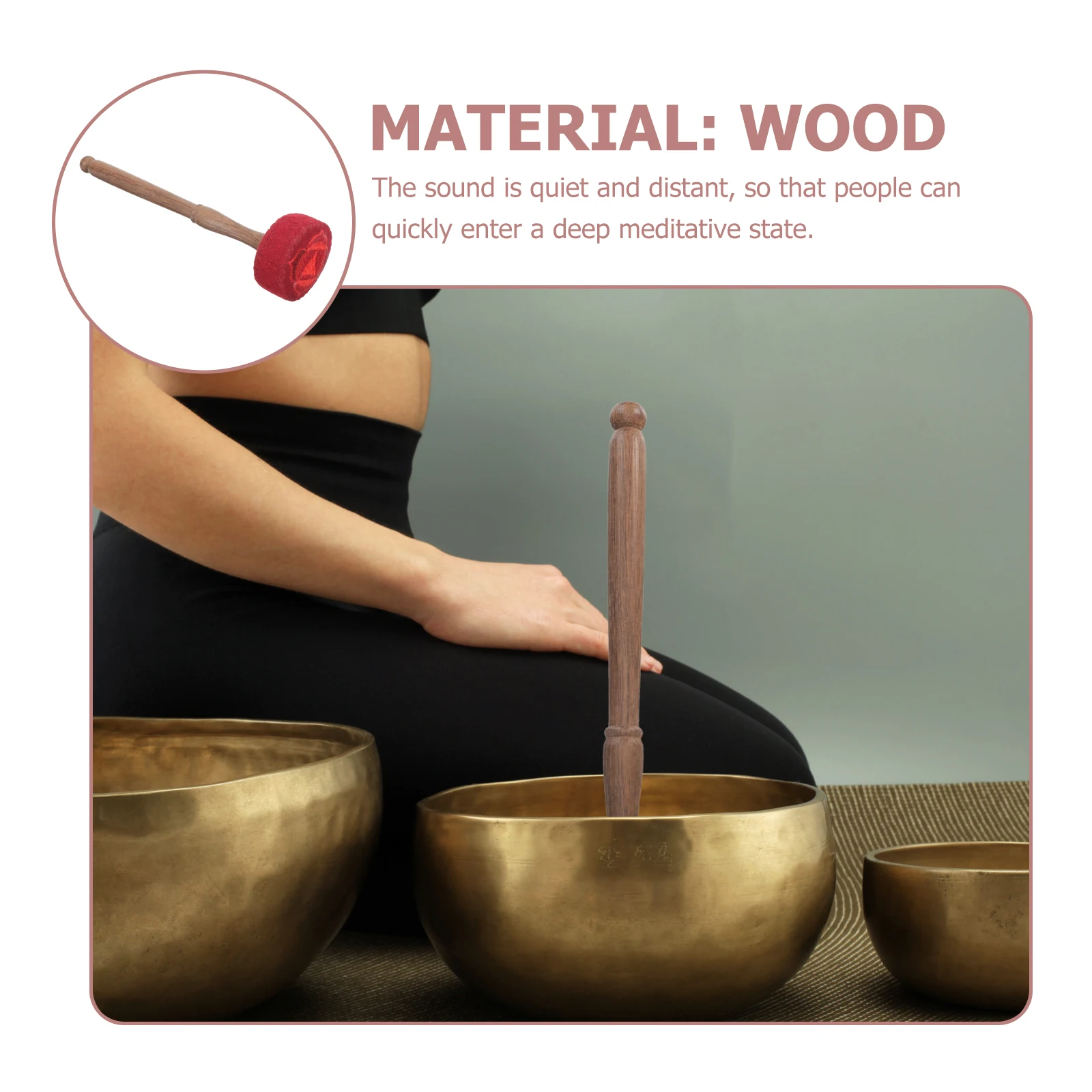 

Buddha Sound Bowl Mallet Durable Portable Meditation Travel Wooden Percussion Parts Handcrafted Quiet Sound Practical Use