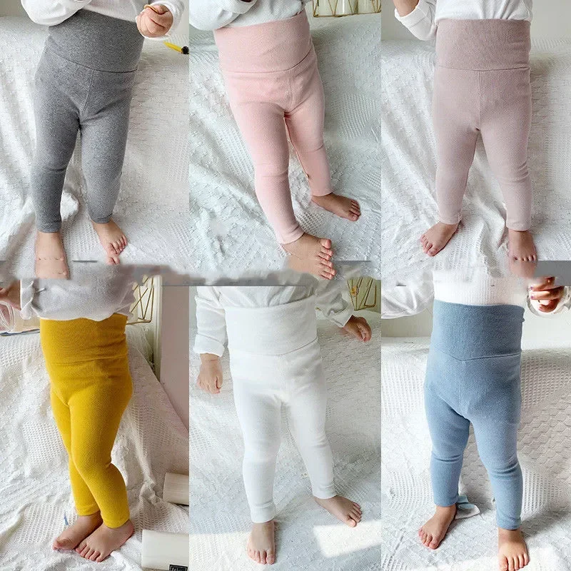 Children Casual Trousers Autumn Spring Baby Girl Leggings Cotton Baby Boys Ribbed Full Length Infant Kids Clothes Skiny Pants