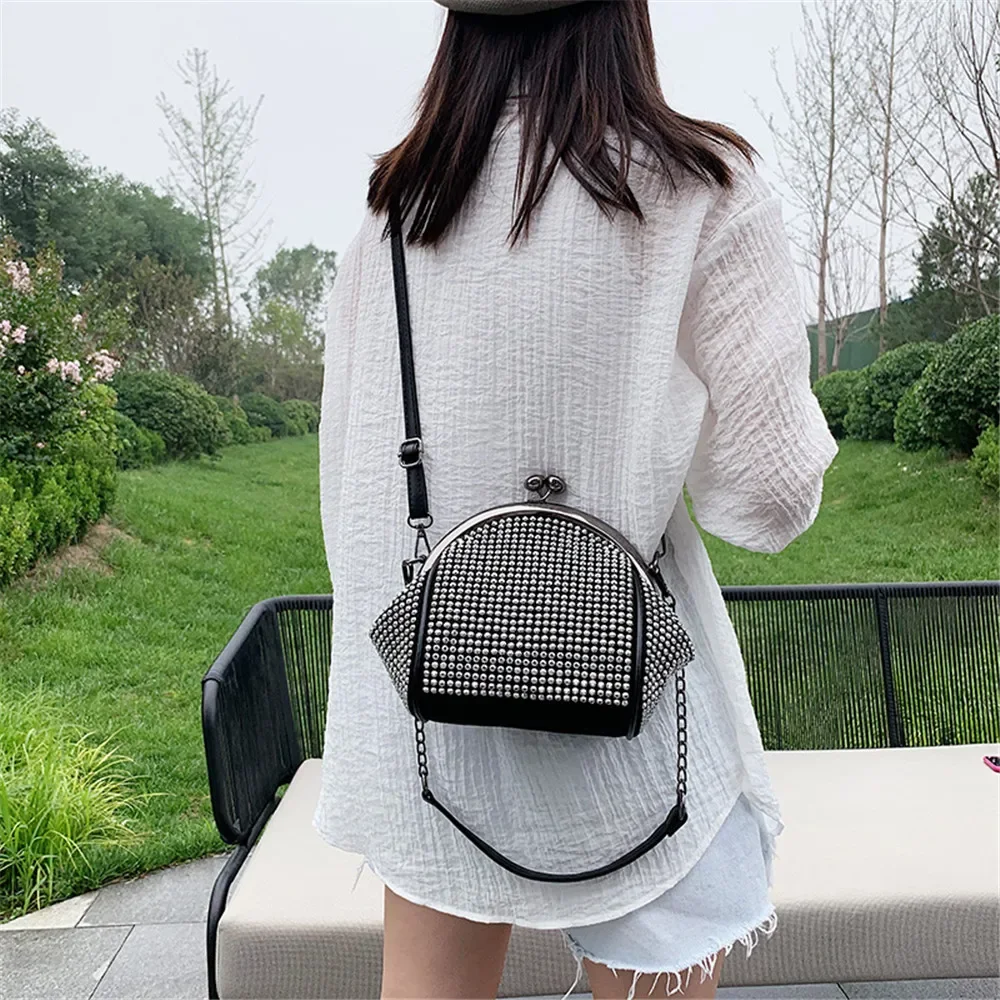 Fashion Chain Small Shoulder Bags for Women Flap PU Leather Shell Wrap Luxury Diamonds Crossbody Bag Designer Handbag and Purses