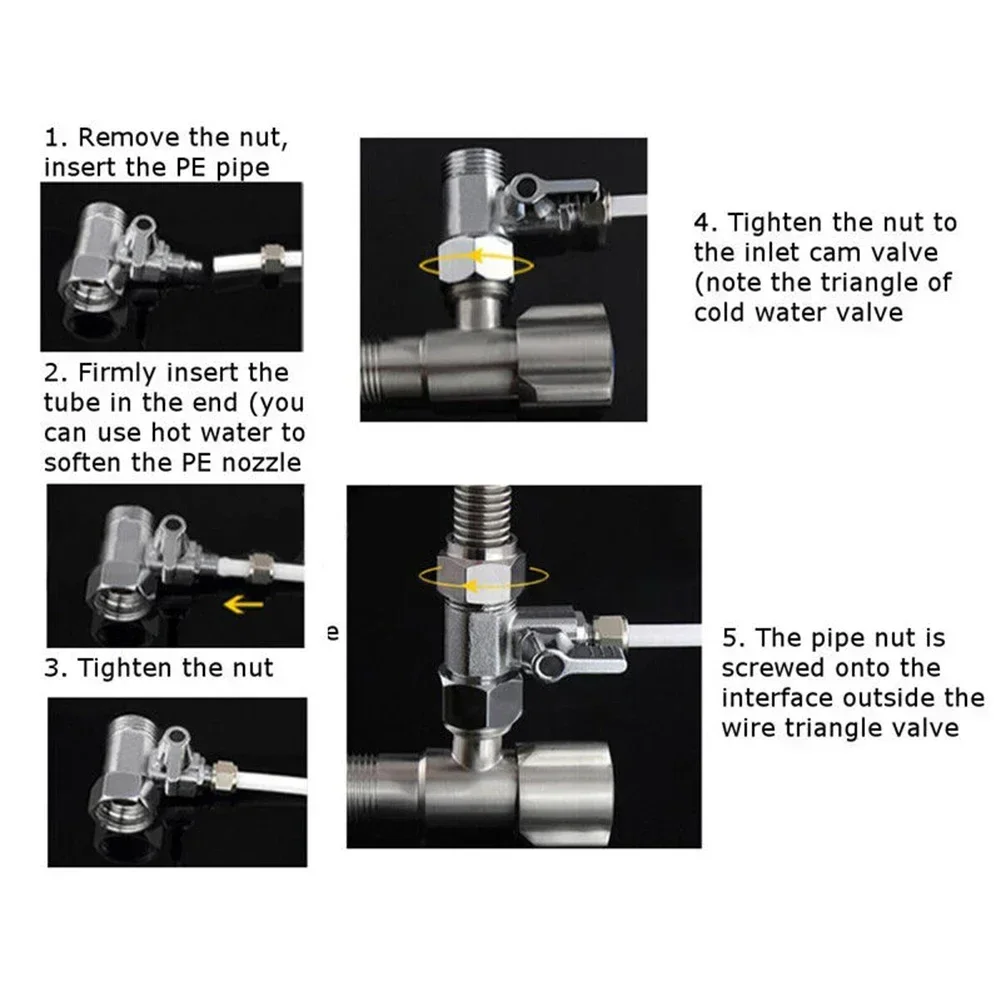 1pc Tee RO Feed Water Adapter 1/2\'\' To 1/4\'\' With Shut-Off Ball Valve Tap Connector Valve Home Hardware Tools Parts