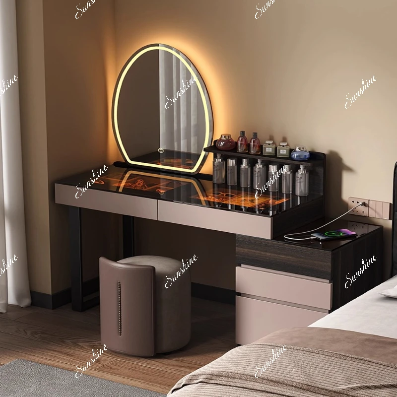 

Italian high-end light luxury bedroom telescopic dressing table and chest integrated