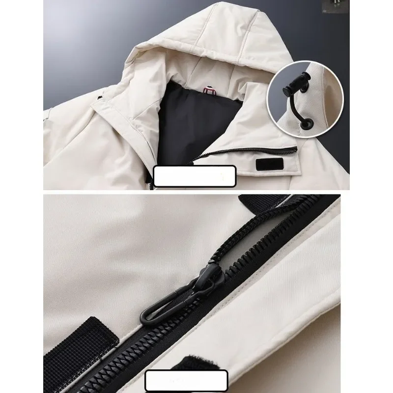 Jaket panjang longgar, jaket parka tebal hangat pria, jaket Down musim dingin pecinta hoodie, mantel Siswa