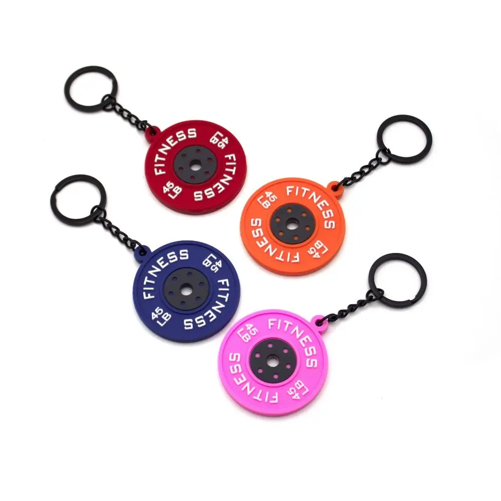 Cool Mini Barbell Plates Key Chain Simulation Dumbbell Barbell Plates Keyring Creative Jewelry Fitness Series Pendant Gifts