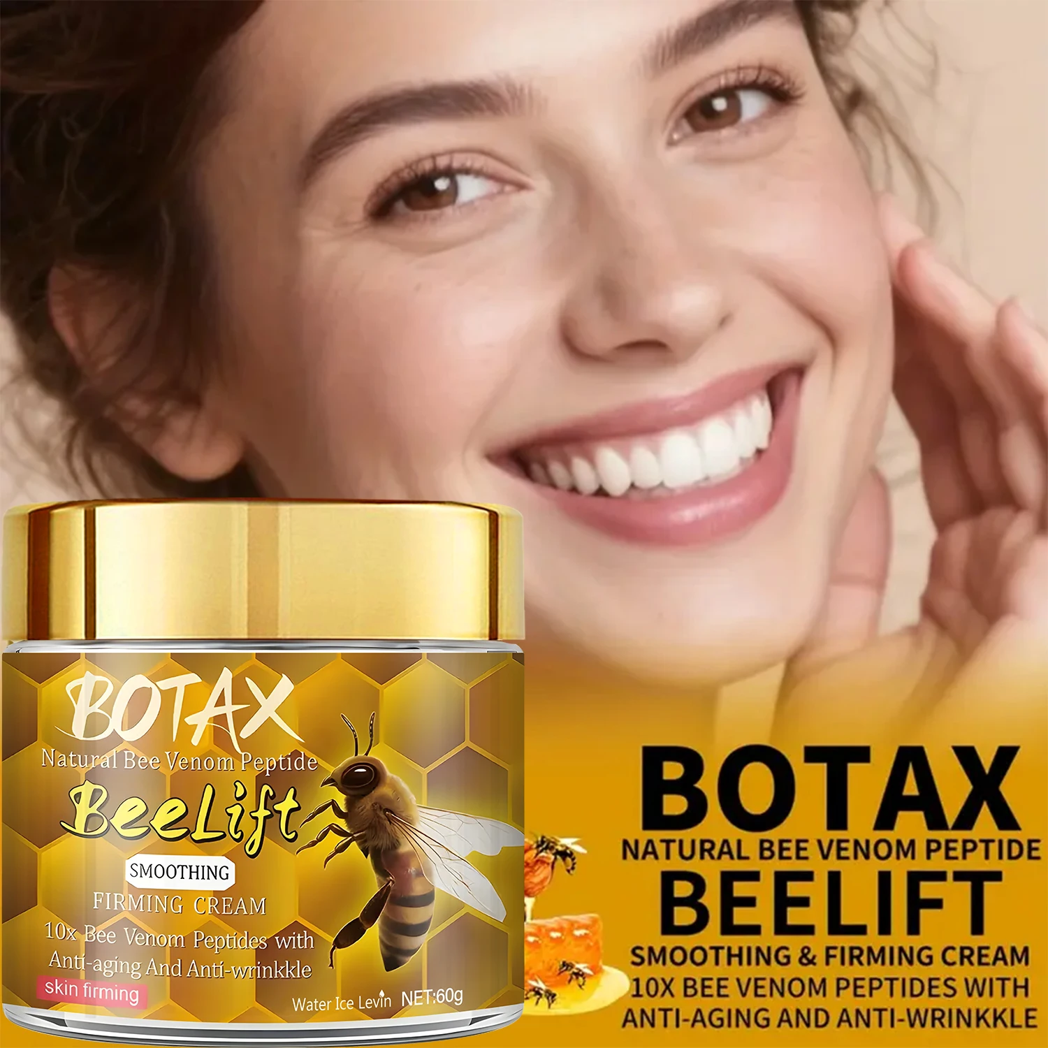 Krim Wajah Botax Natural Bee Venom Peptide Beelift - Krim Pengencang & Penghalus Anti-Penuaan 10x dengan Retinol