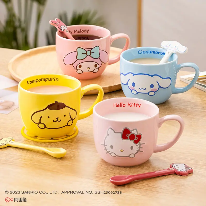 

Аниме Kawaii Sanrio, Hello Kitty фарфоровая чашка Cinnamoroll My Melody детские чашки для завтрака и овсяной муки домашняя кружка подарок для пары